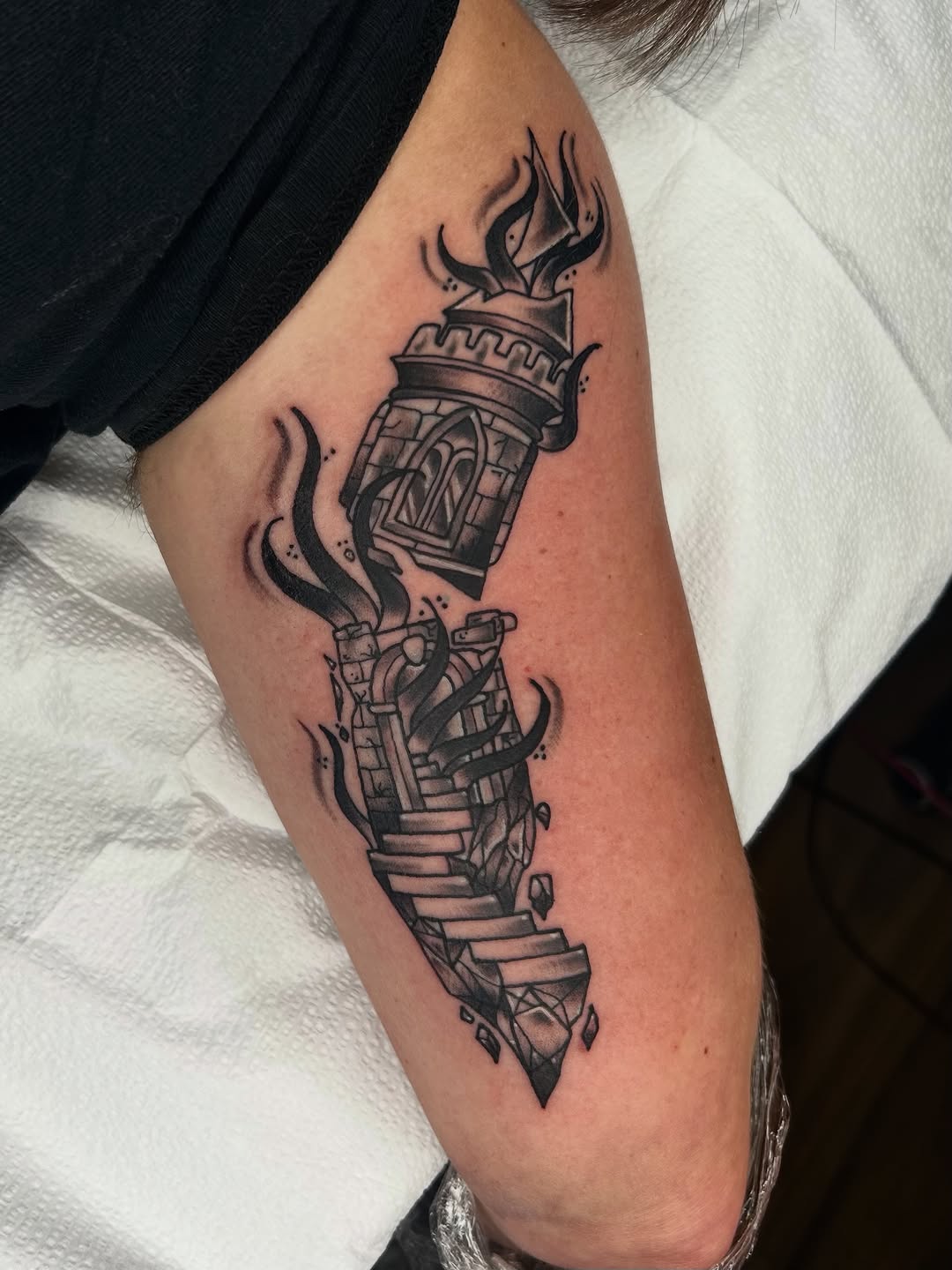 Tattoo by @noahcrowtattoo — illustrative, black_and_grey