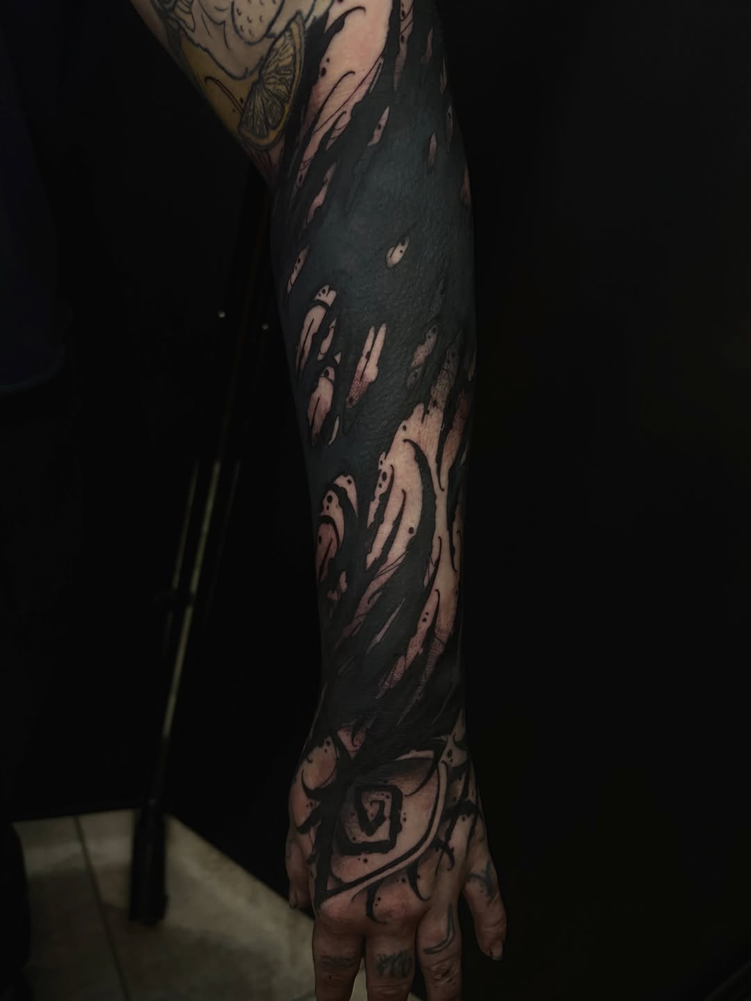 Tattoo by @bodyartbyalia — blackwork, illustrative