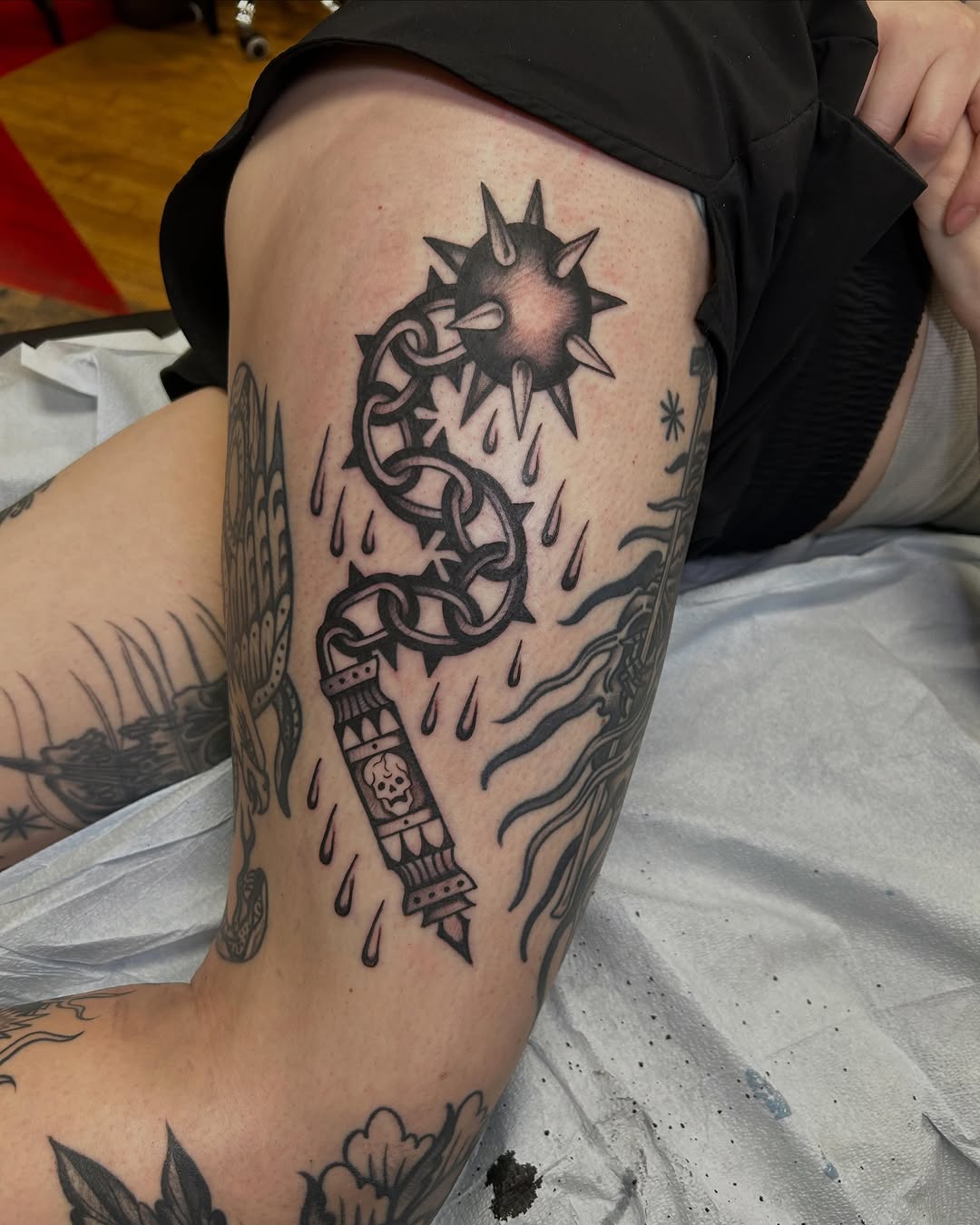 Tattoo by @samperrytattoos — black_and_grey, chicano