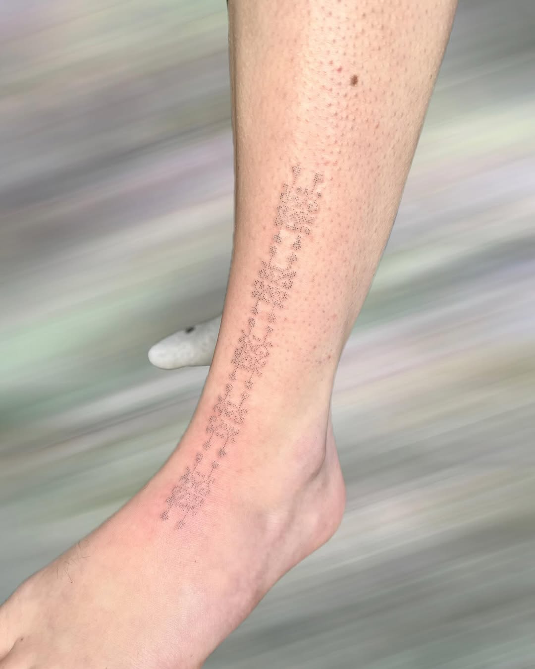 Tattoo by @peachykeentat — dotwork, geometric