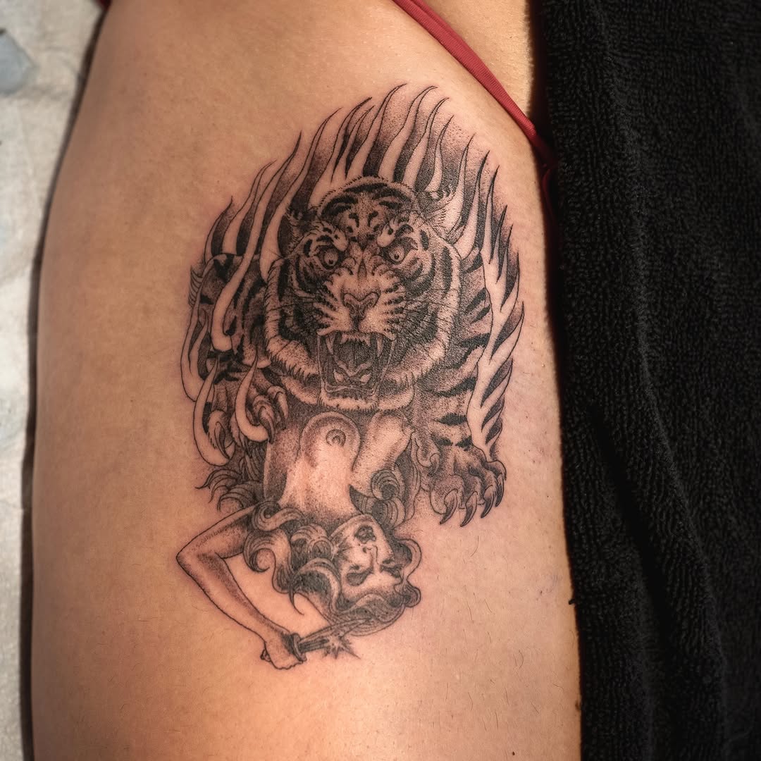 Tattoo by @james_seventhson — black_and_grey, illustrative