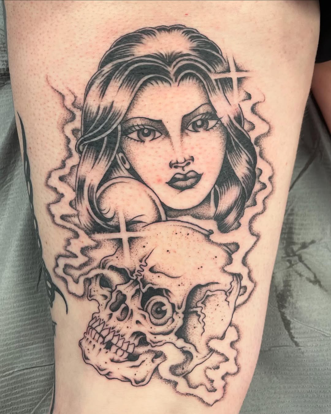 Tattoo by @brayden_p_tattoo — black_and_grey