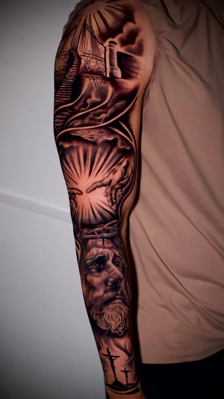 Tattoo by @botero_tattoo — realism, black_and_grey