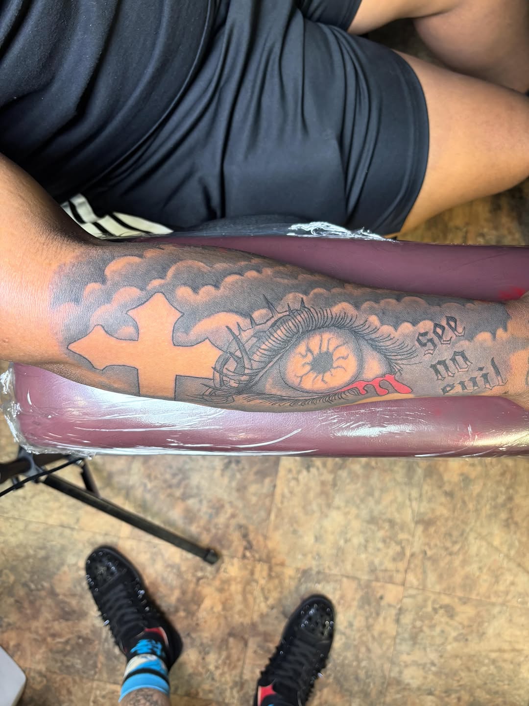 Tattoo by @inkys_ink — black_and_grey, lettering_script
