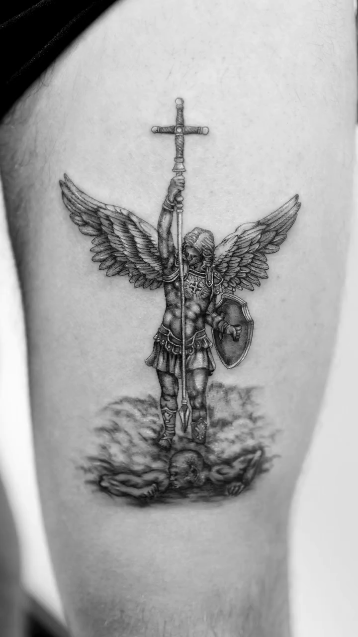 Tattoo by @rossclarktattoos — black_and_grey, illustrative