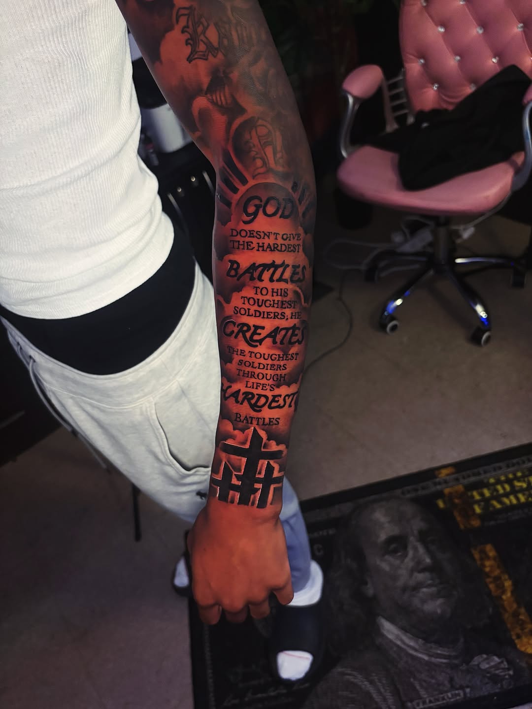 Tattoo by @britattedthat — lettering_script, blackwork