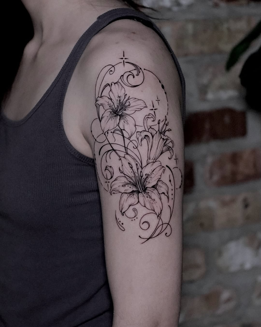 Tattoo by @hellbunnytattoos — fine_line, black_and_grey