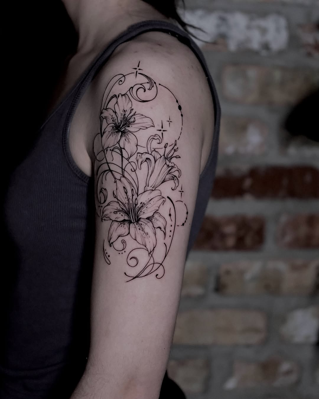 Tattoo by @hellbunnytattoos — fine_line, black_and_grey