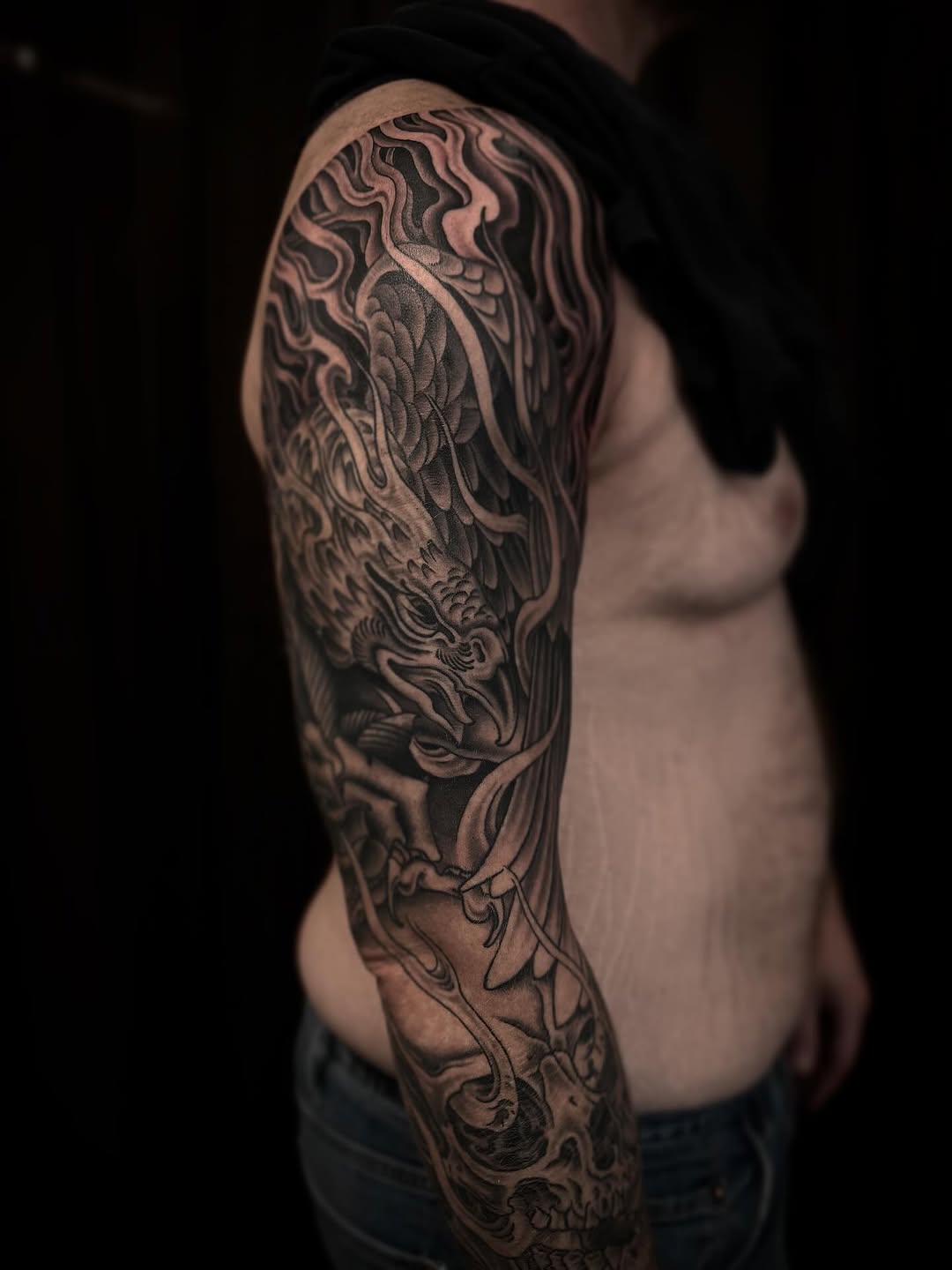 Tattoo by @cole_pittman — black_and_grey, japanese_irezumi
