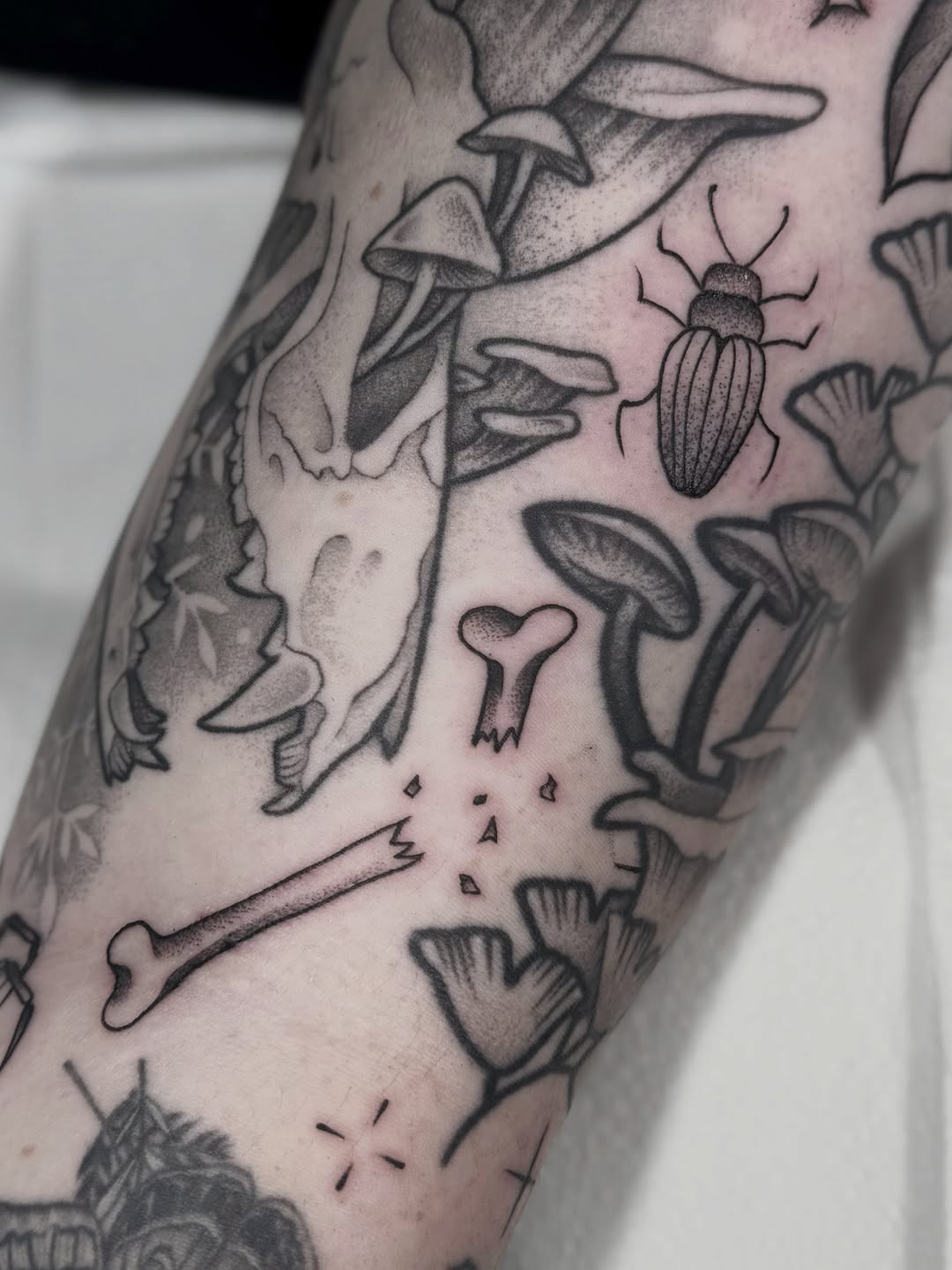 Tattoo by @allyghastly — black_and_grey, dotwork