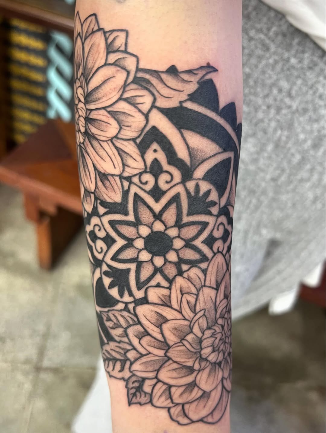 Tattoo by @the_slim_reaper_tattoo — black_and_grey, ornamental