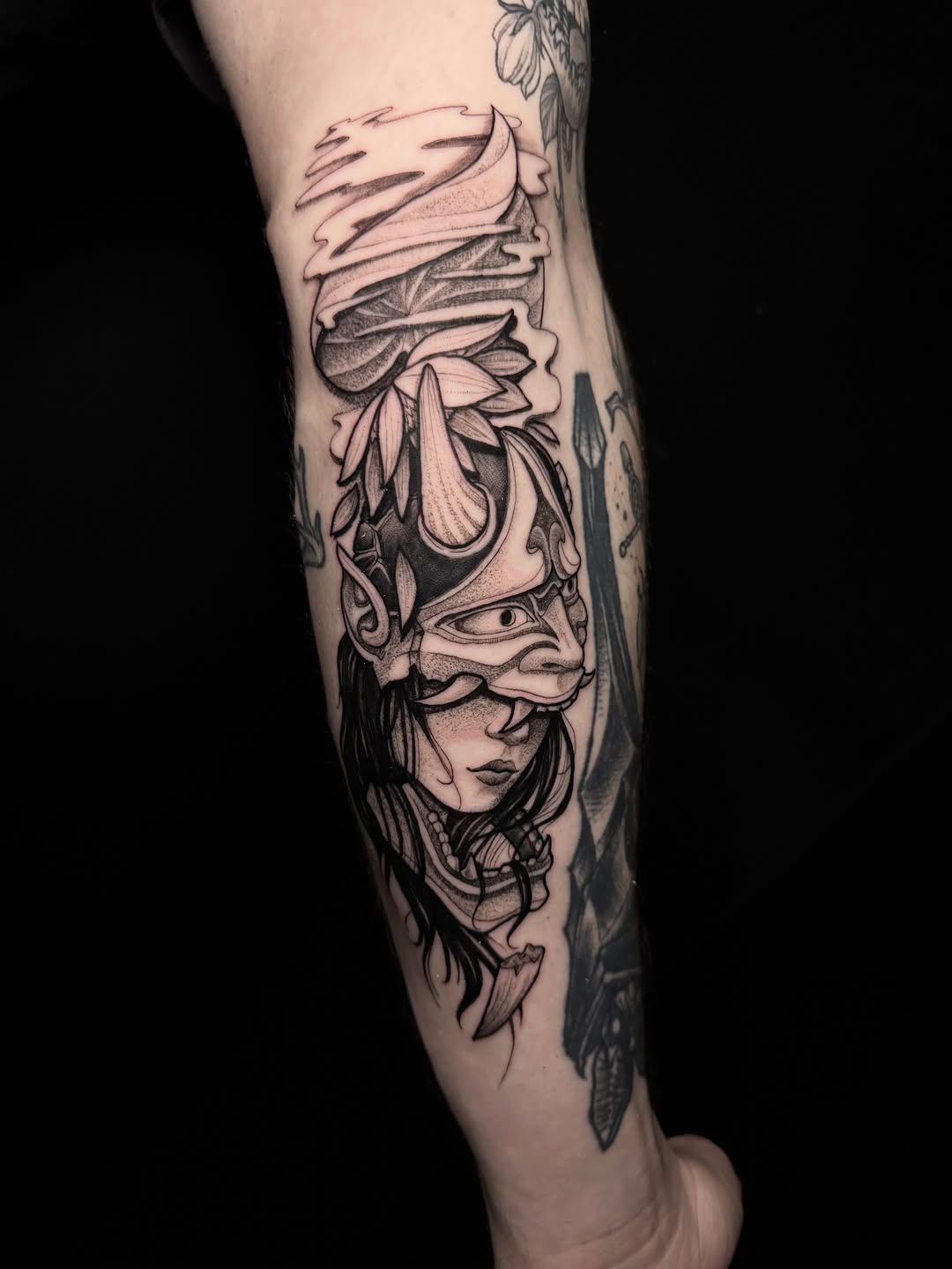 Tattoo by @fragiledagger — black_and_grey, chicano