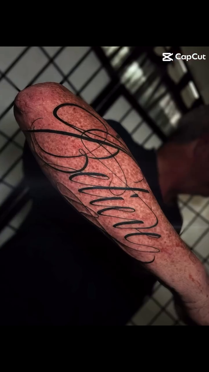 Tattoo by @fanaa_tattoos — lettering_script, black_and_grey