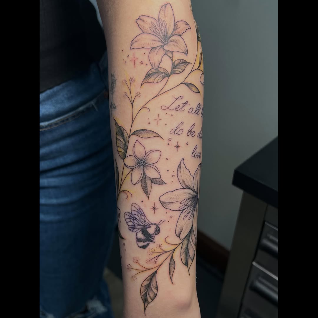 Tattoo by @artbydollface — fine_line, lettering_script