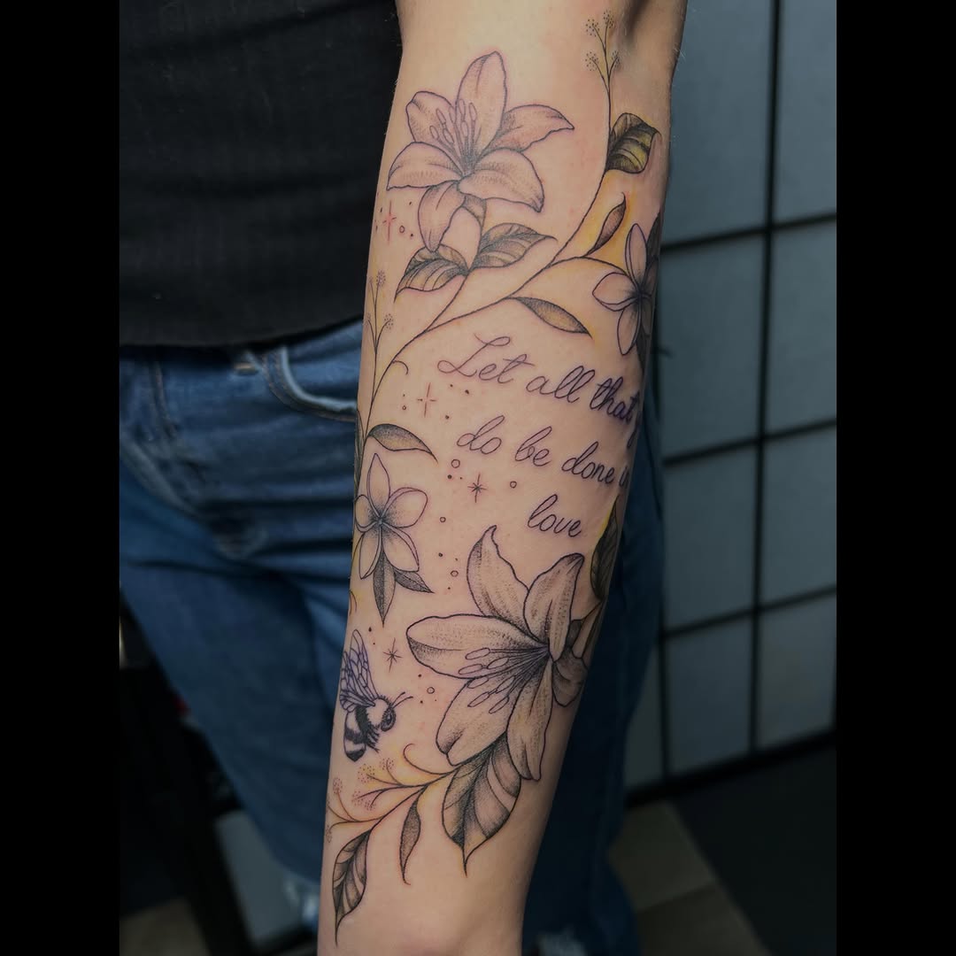 Tattoo by @artbydollface — fine_line, lettering_script