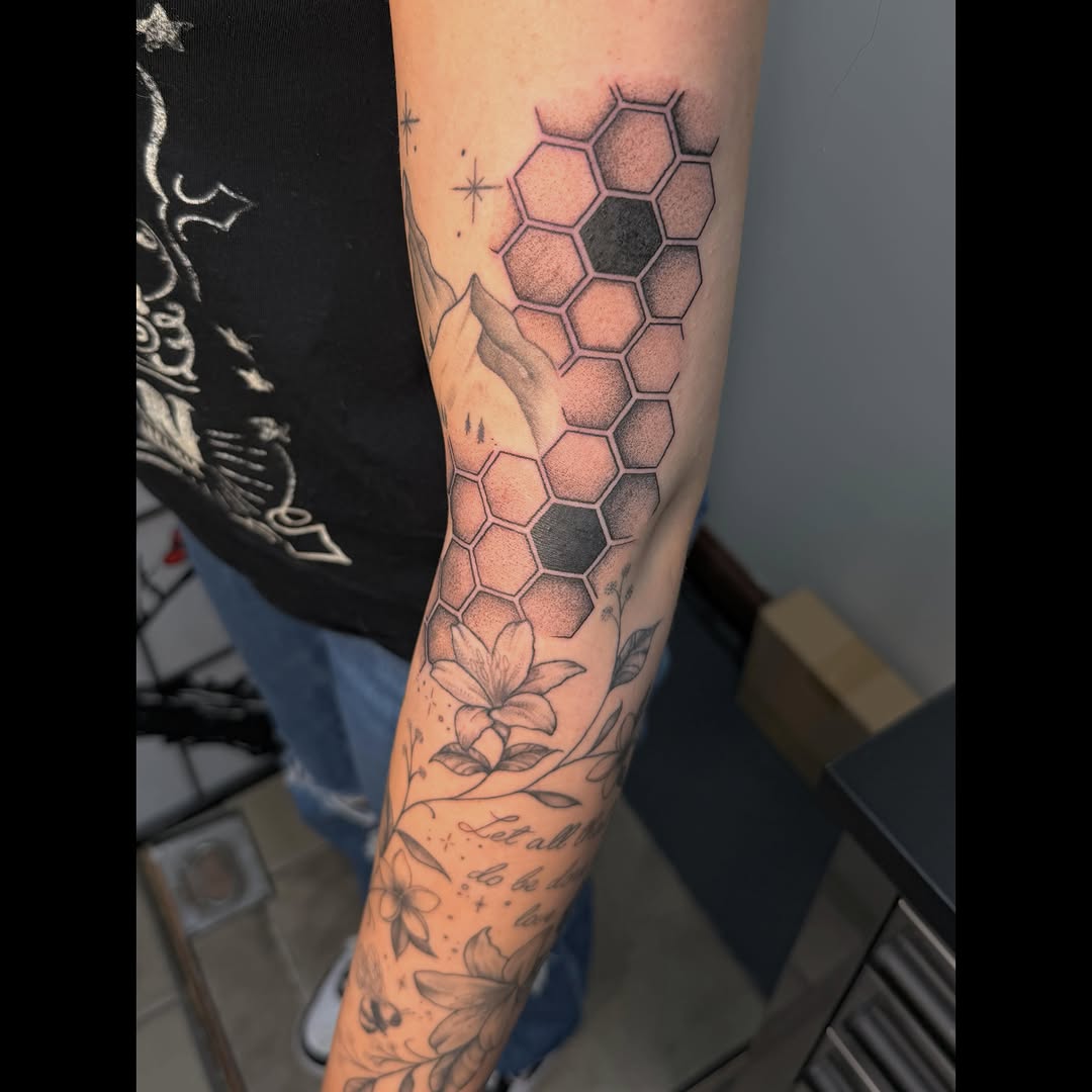 Tattoo by @artbydollface — geometric, dotwork