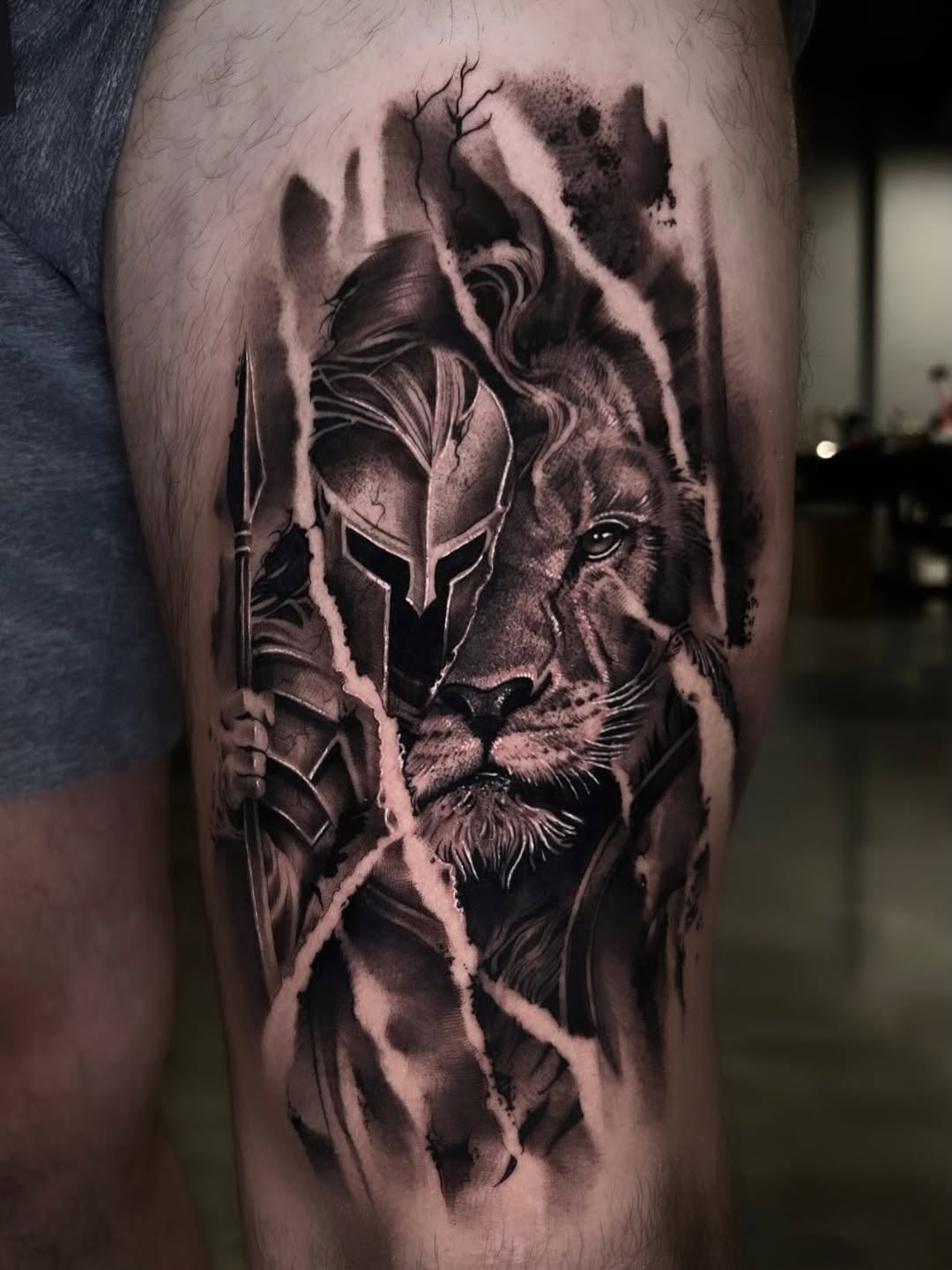 Tattoo by @cxrsmeiertattoos — realism, black_and_grey