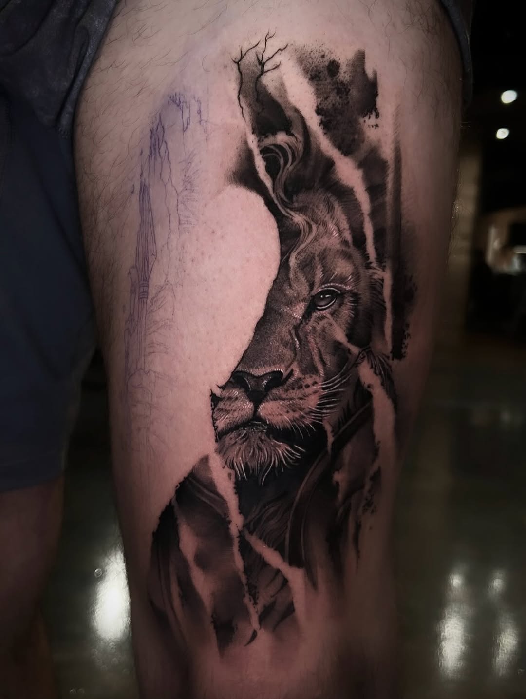 Tattoo by @cxrsmeiertattoos — realism, black_and_grey