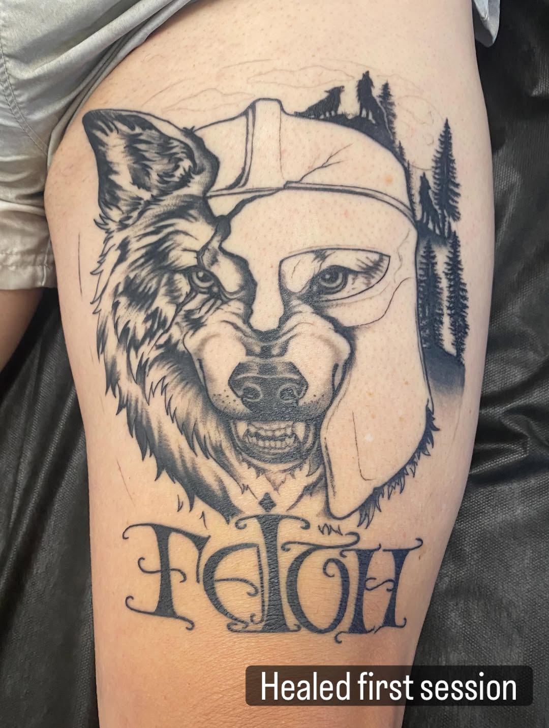 Tattoo by @katecooktattoos — realism, lettering_script