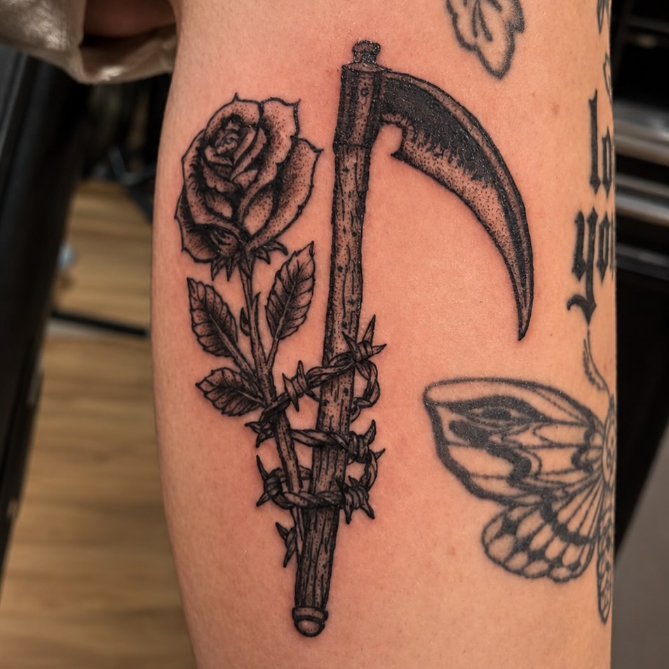 Tattoo by @cmillsink — black_and_grey, illustrative