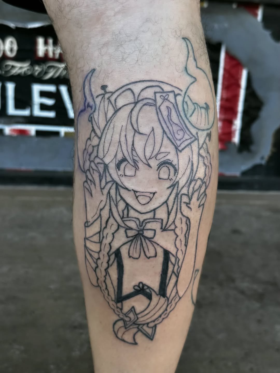 Tattoo by @cielleope_inks — illustrative, anime
