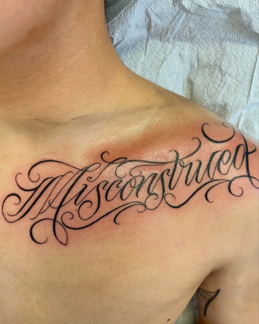 Tattoo by @t4no_one — lettering_script, illustrative