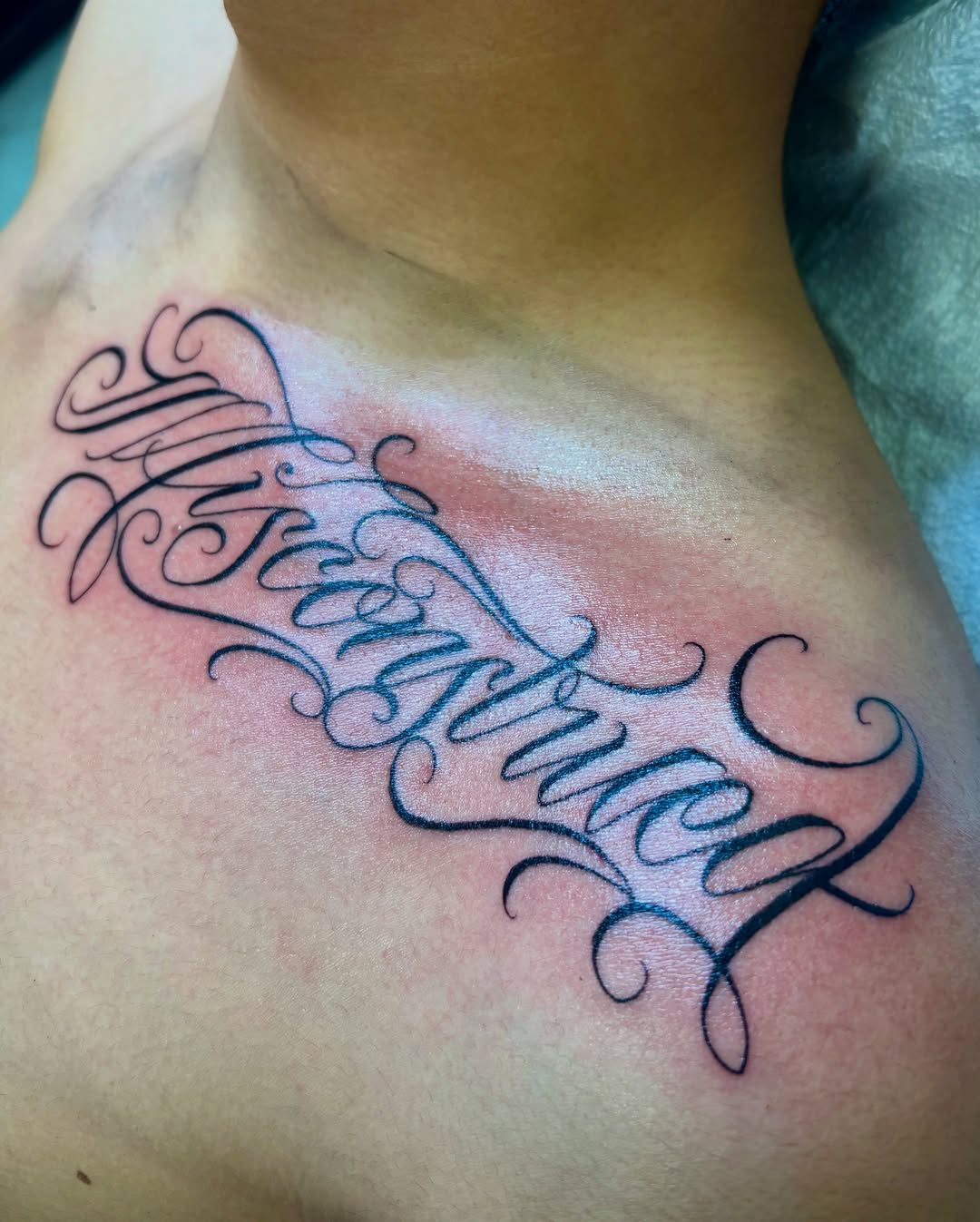 Tattoo by @t4no_one — lettering_script, illustrative