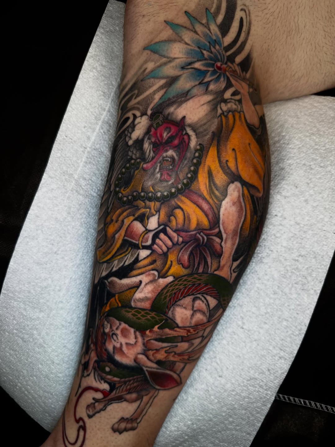 Tattoo by @nox.ternal β japanese_irezumi, black_and_grey