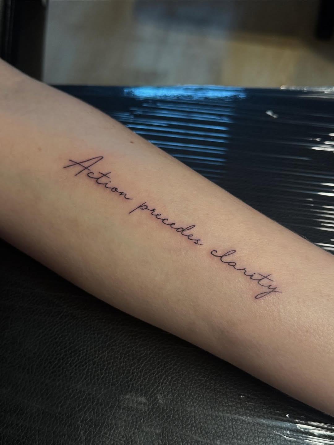 Tattoo by @needlenikki — lettering_script, fine_line