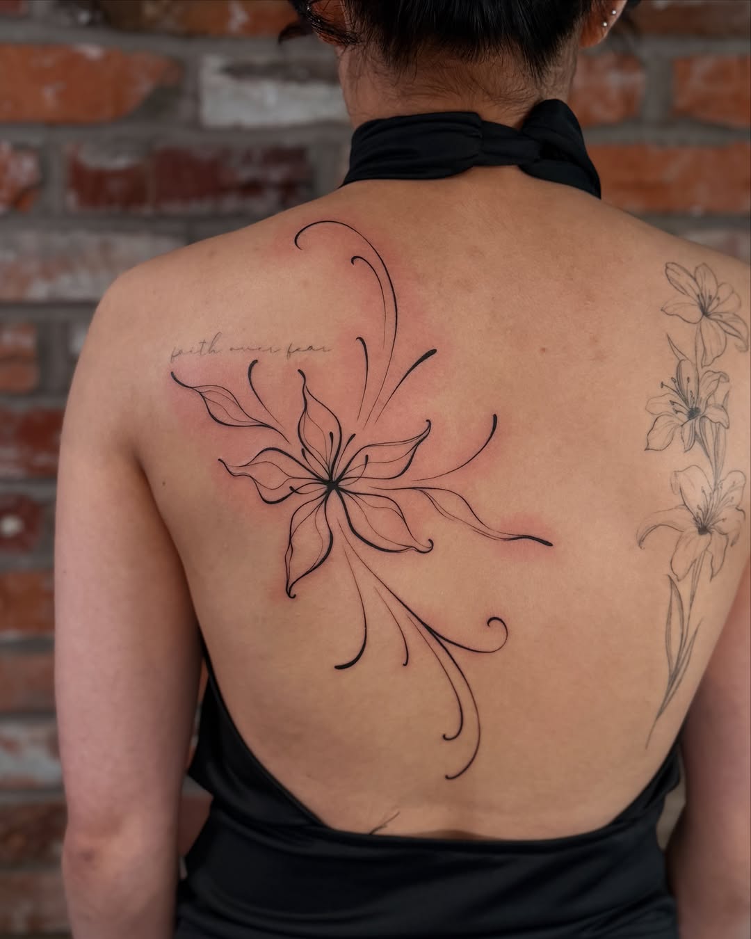 Tattoo by @jane_tattoo.yeg โ fine_line, lettering_script