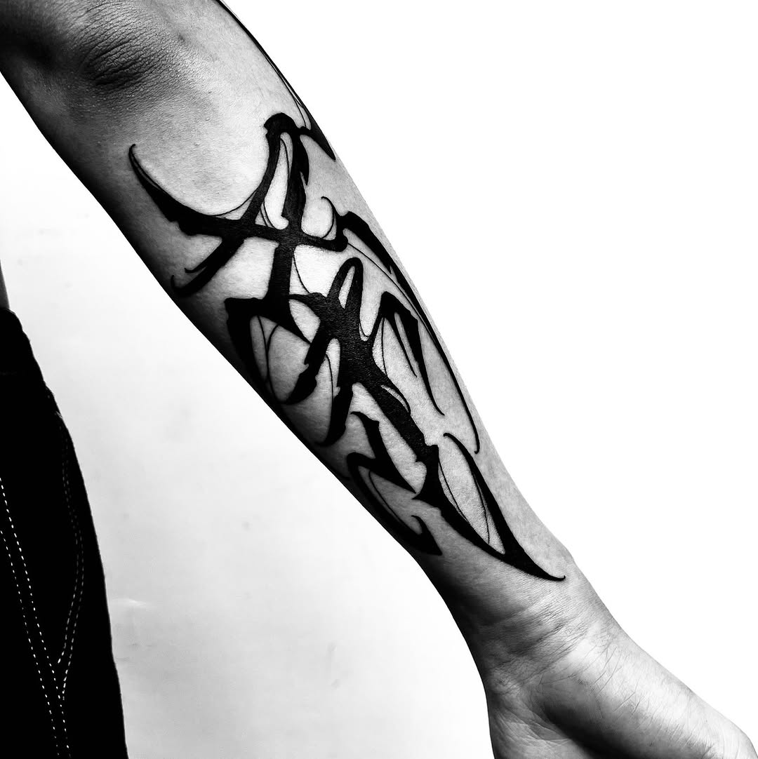 Tattoo by @jimyuip — blackwork, lettering_script
