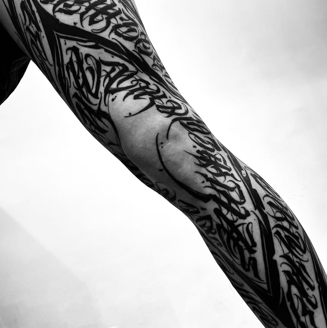 Tattoo by @jimyuip — lettering_script, blackwork