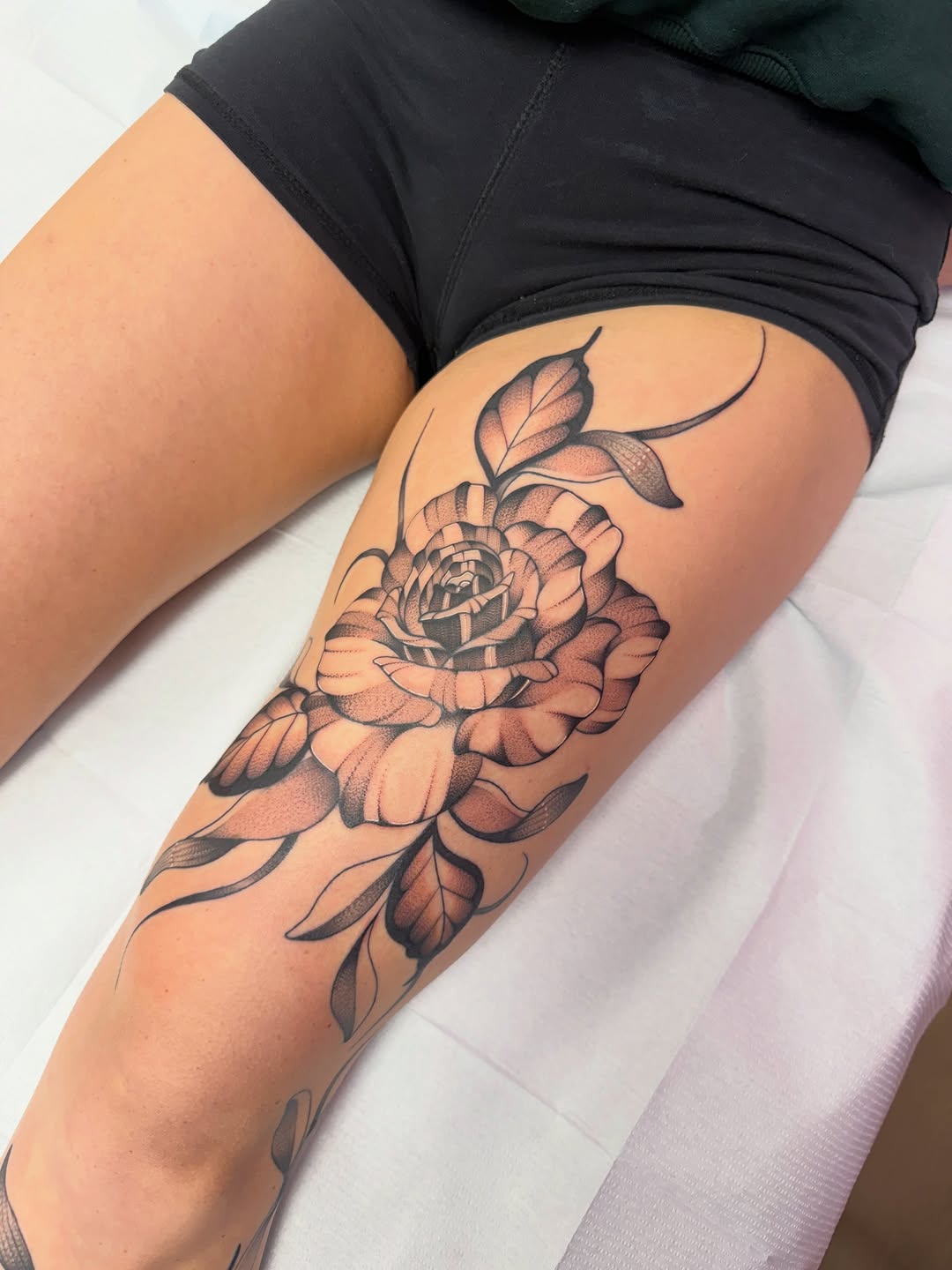 Tattoo by @lilindigotattoo — black_and_grey, dotwork