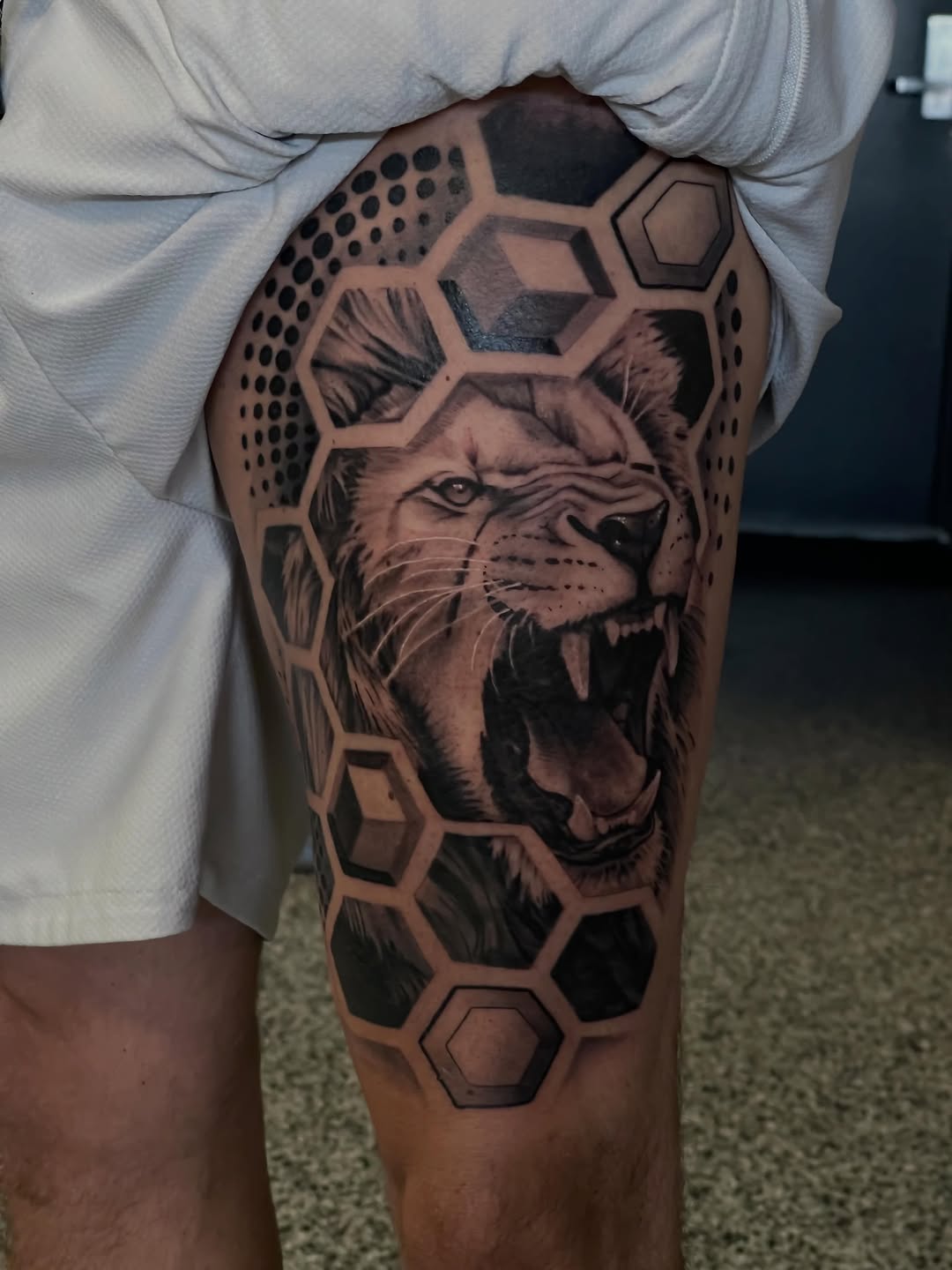 Tattoo by @thinkinkjr — realism, geometric