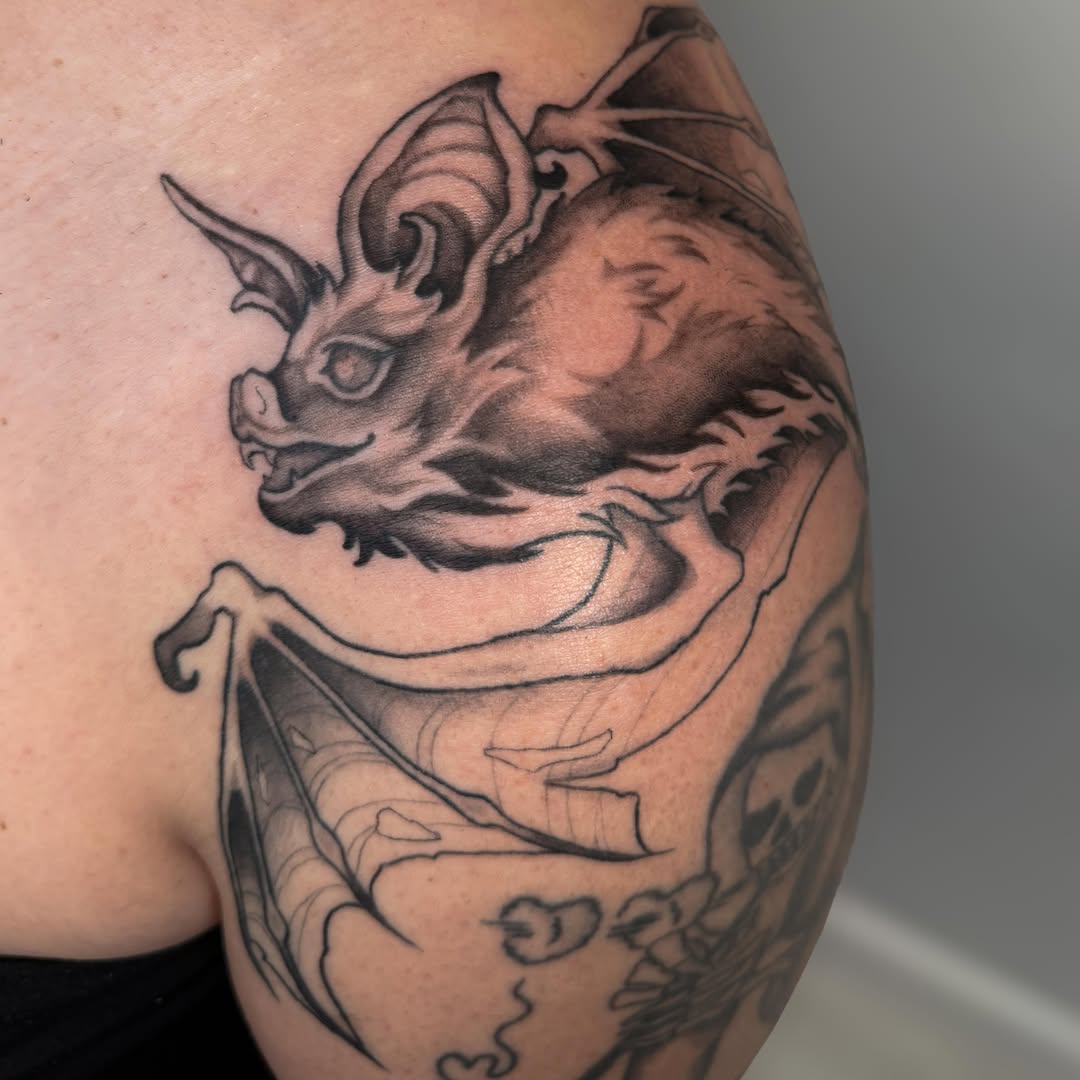 Tattoo by @gnomeshow — realism, black_and_grey