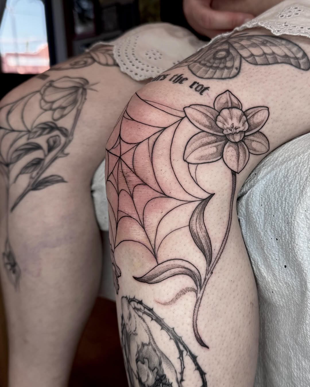 Tattoo by @horsegirltats — black_and_grey, fine_line