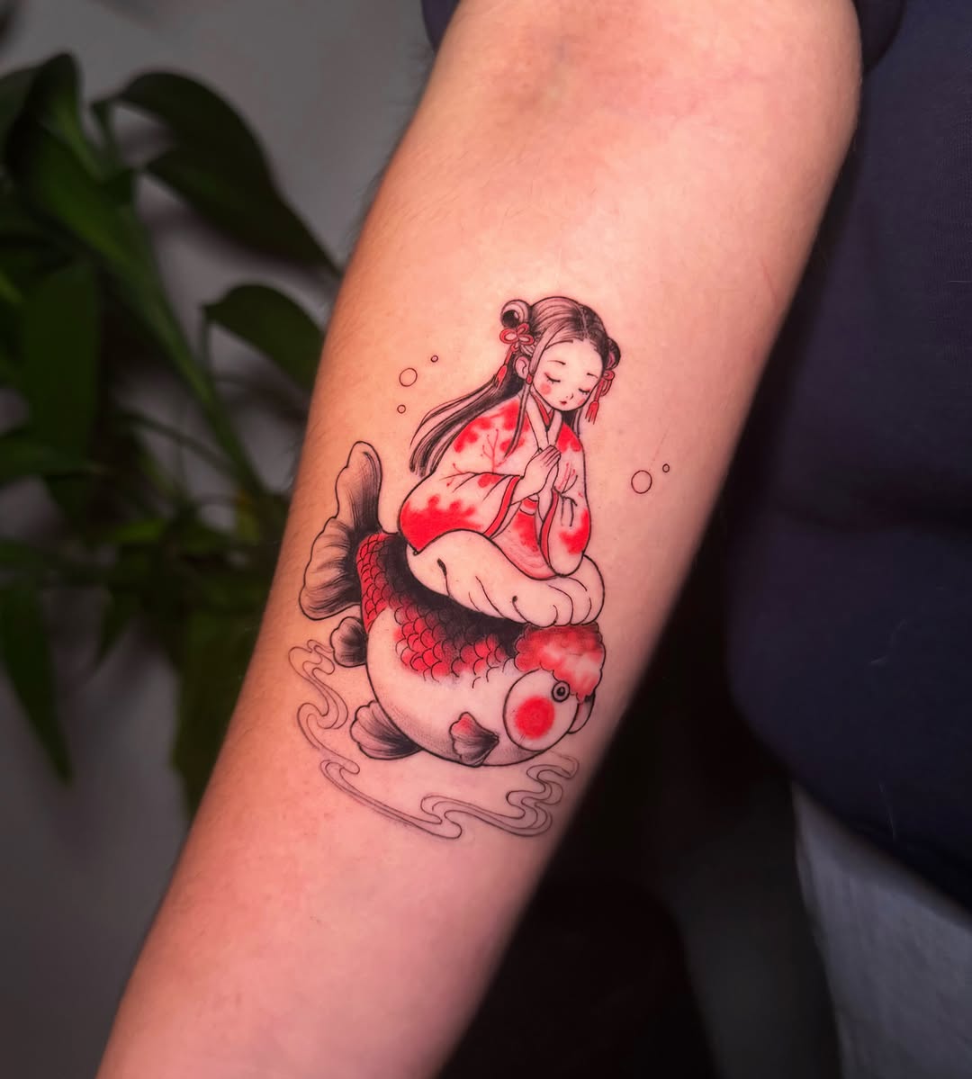 Tattoo by @anacatt.tattoo — anime, fine_line