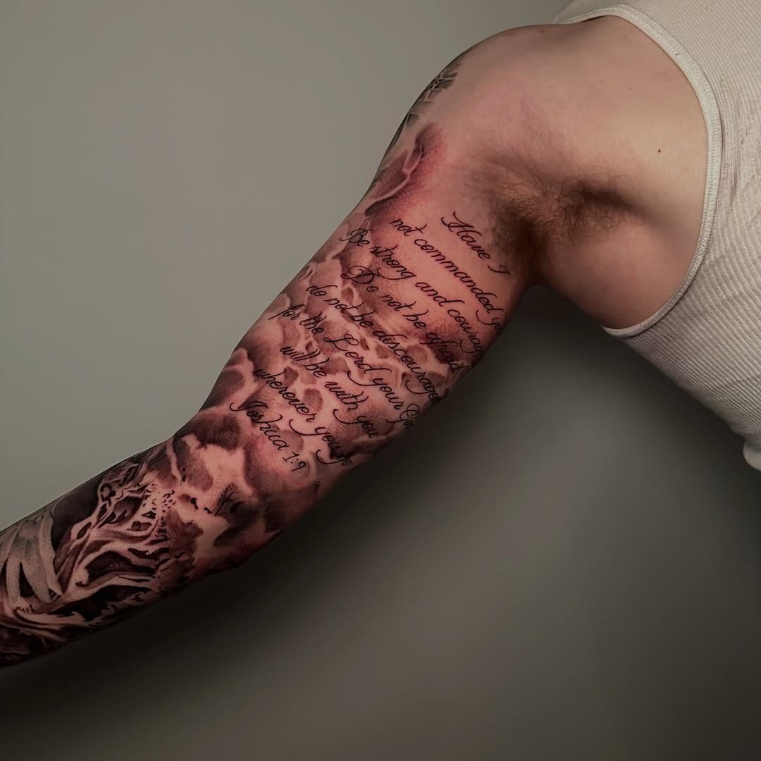 Tattoo by @rawb_tattoos β lettering_script, black_and_grey