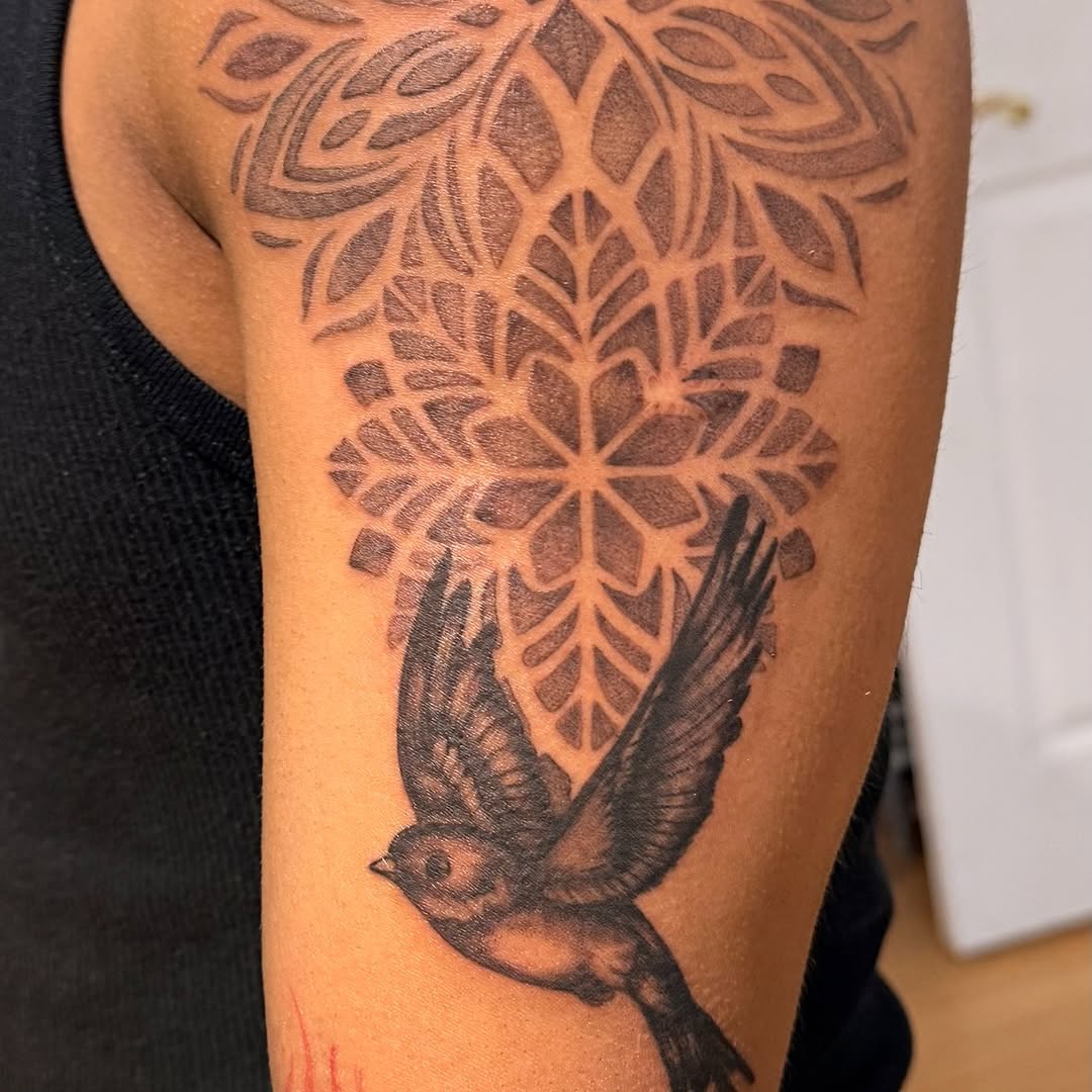 Tattoo by @heatherbroe — black_and_grey, dotwork
