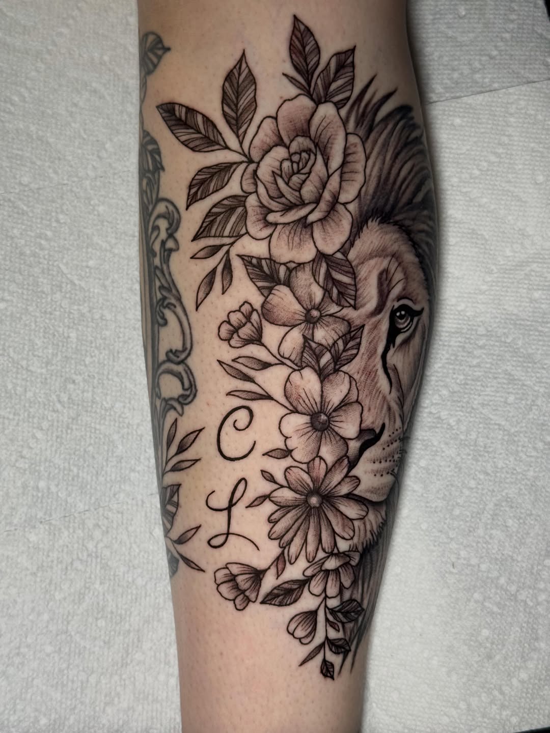 Tattoo by @catastrophepoke — black_and_grey