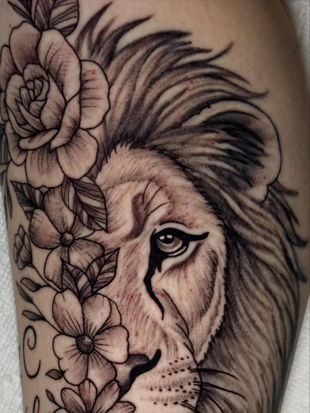 Tattoo by @catastrophepoke — black_and_grey