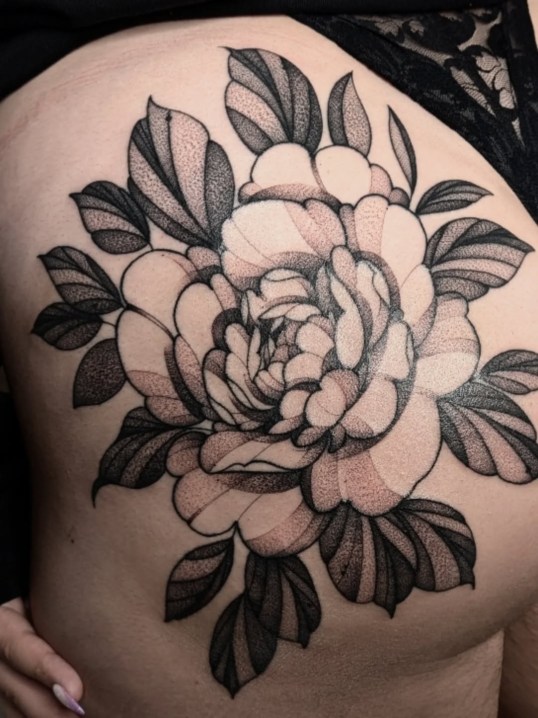 Tattoo by @kattiebaby β dotwork, black_and_grey