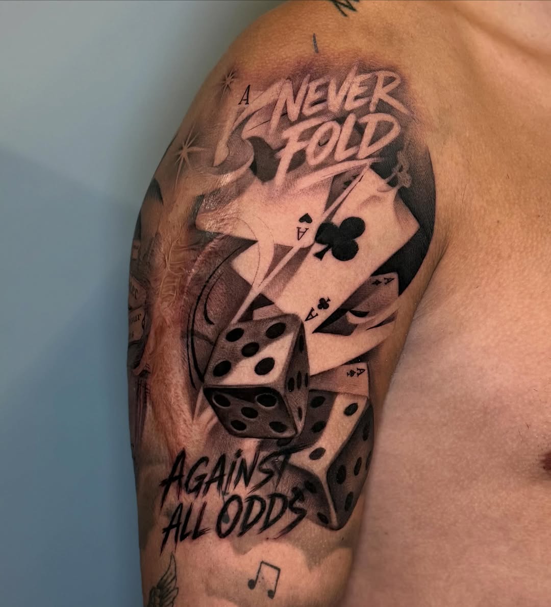 Tattoo by @meretattoos β black_and_grey, lettering_script