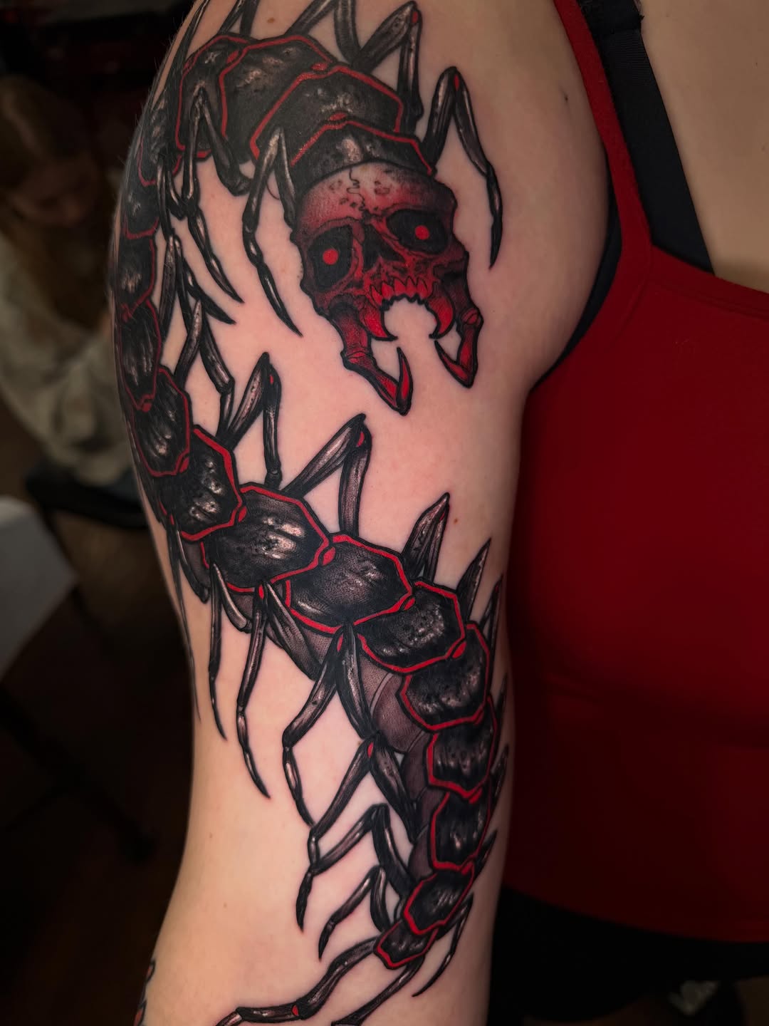 Tattoo by @aaronbtattoo — dark_realism, blackwork