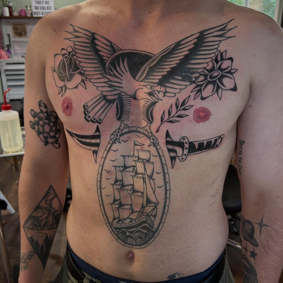 Tattoo by @moosetattooer β american_traditional, black_and_grey