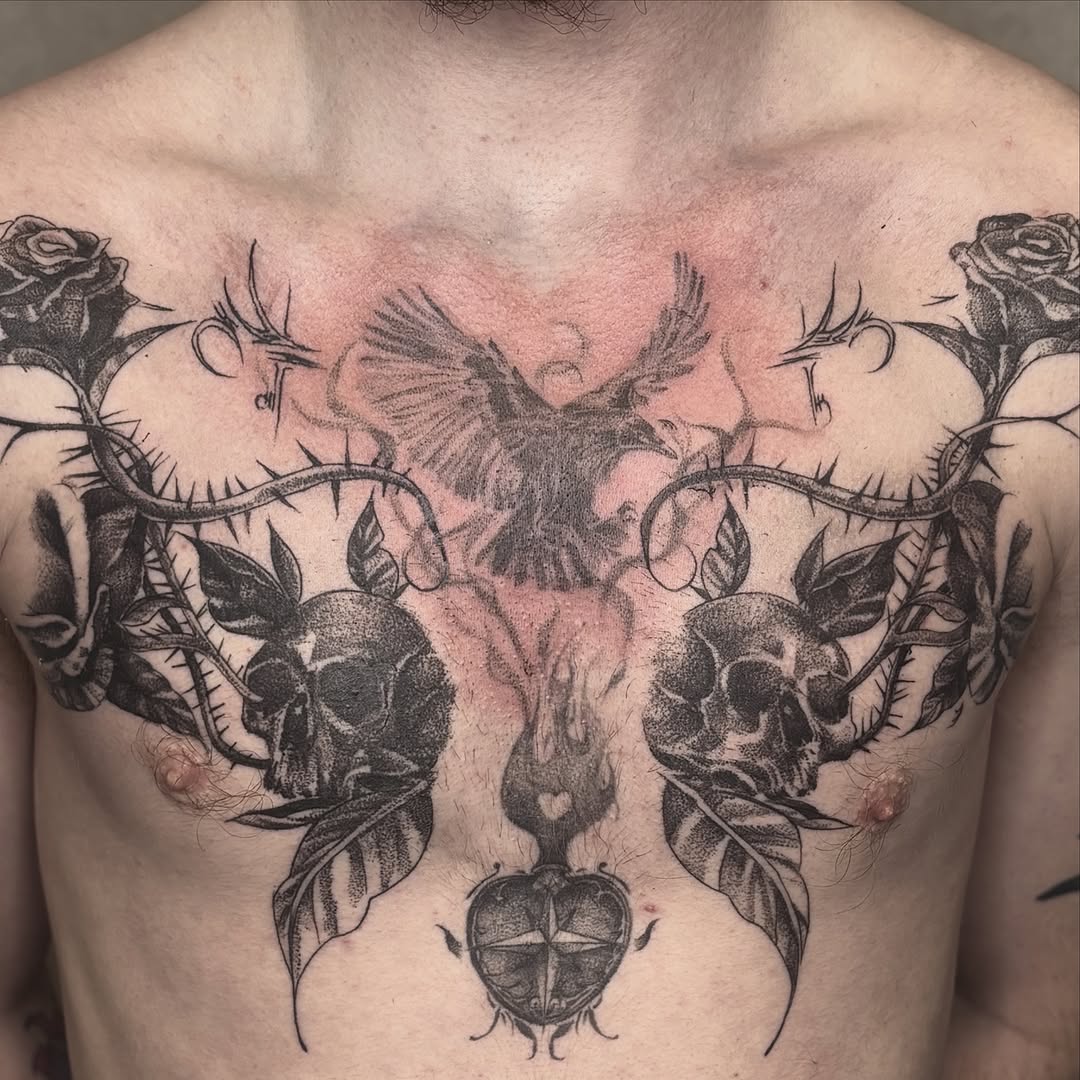 Tattoo by @valentine_tats — blackwork, illustrative