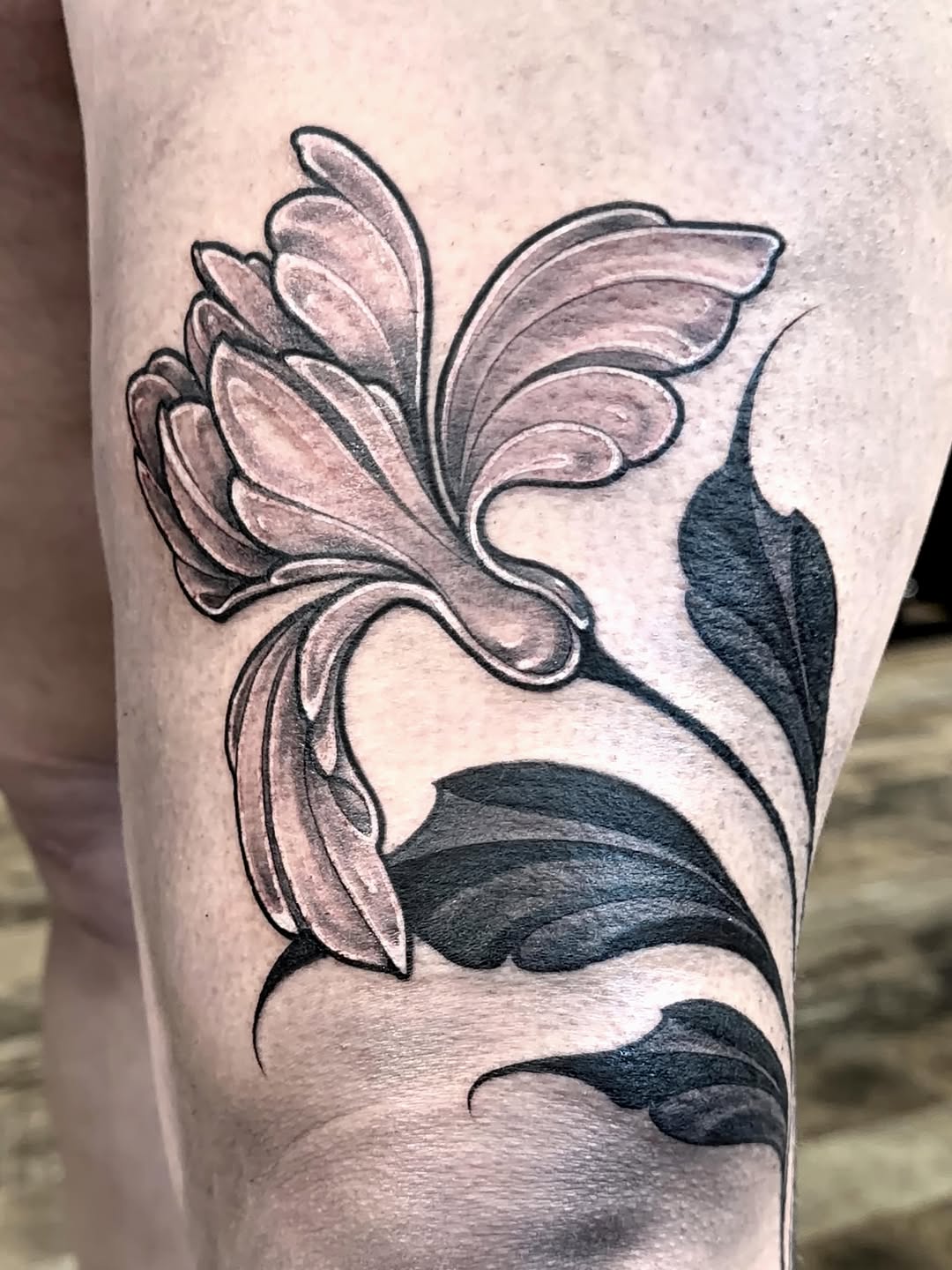 Tattoo by @heathersyvilla — black_and_grey, ornamental