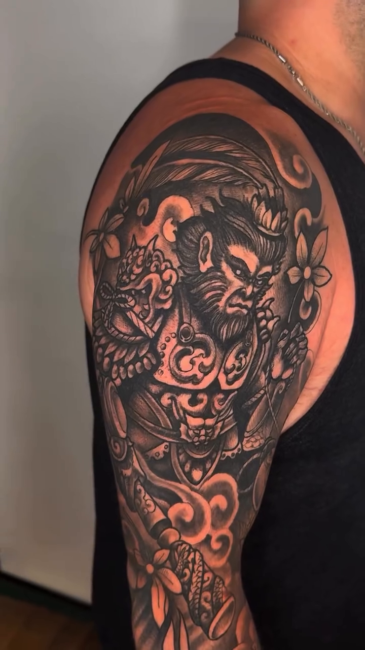 Tattoo by @danesmith.jpg — japanese_irezumi, black_and_grey