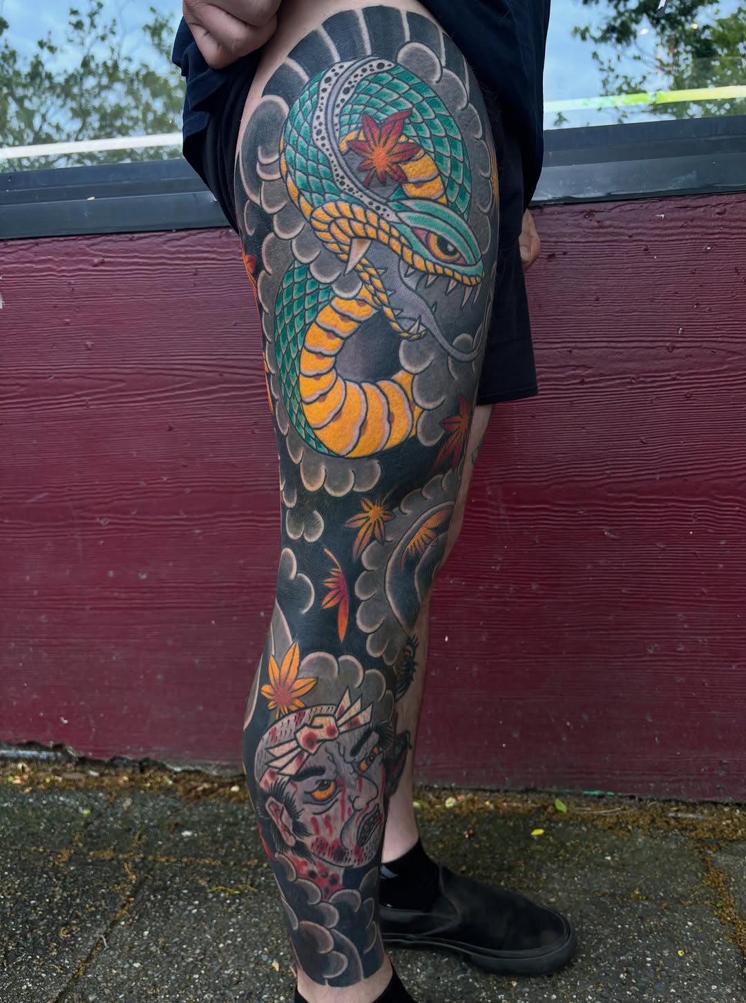 Tattoo by @ajoynerart — japanese_irezumi, black_and_grey