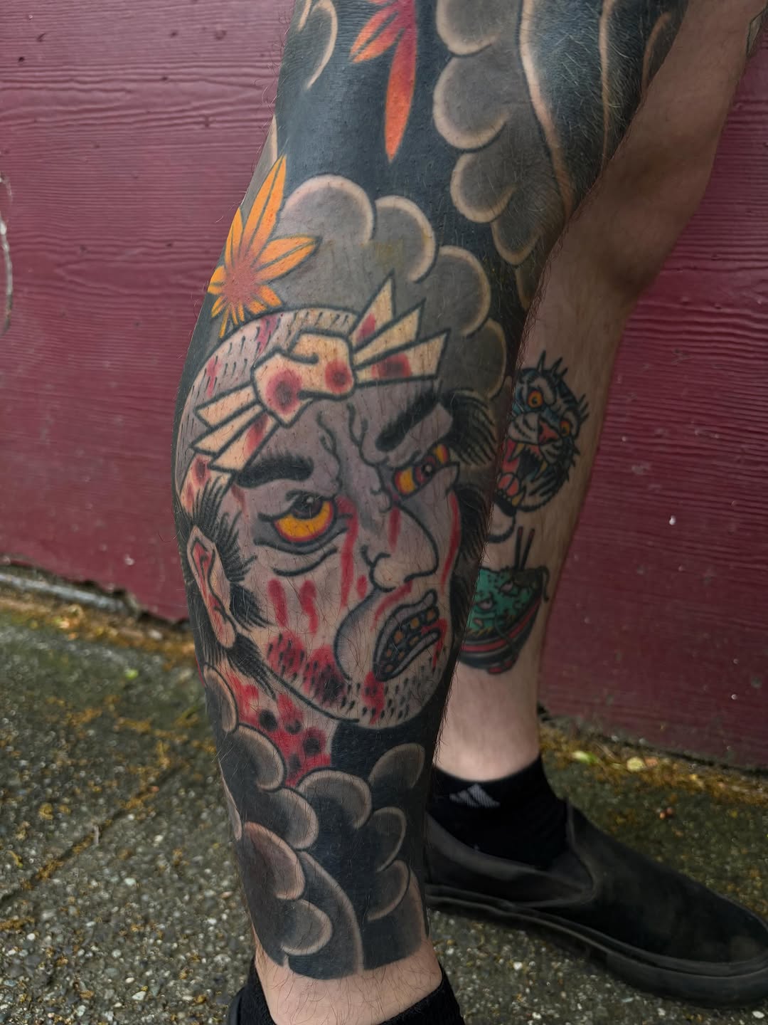 Tattoo by @ajoynerart — japanese_irezumi, black_and_grey